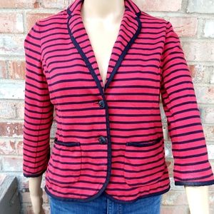Vintage 90's Talbots Nautical Red and Black Striped Cotton Knit Blazer XS